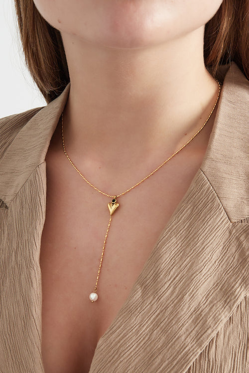 classic heart & pearl necklace