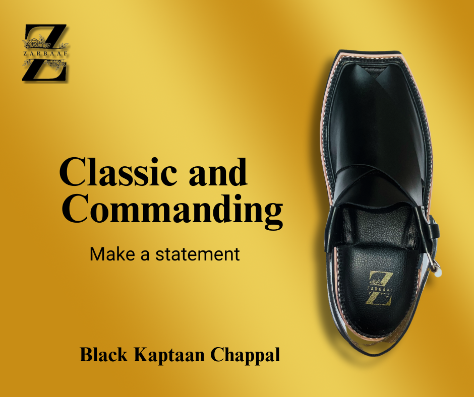 Kaptaan Trendy Jet Black Peshawri Chappal #KN01