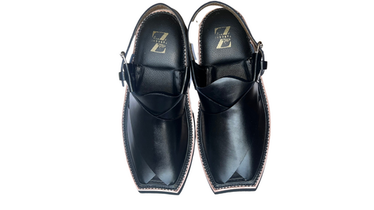 Kaptaan Trendy Jet Black Peshawri Chappal #KN01