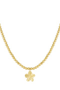 8mm hollow bead necklace with a flower