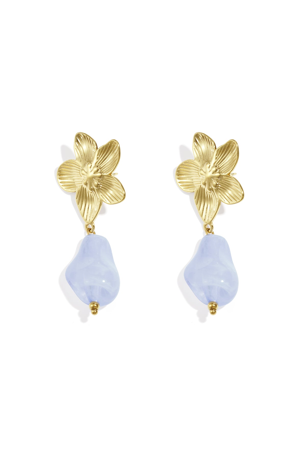 Flower earrings with organic bead